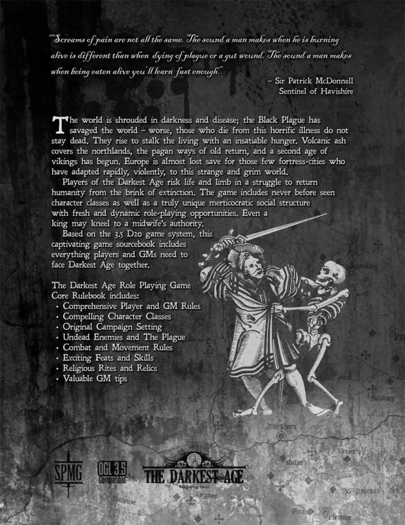 The Darkest Age OGL/d20 Back Cover